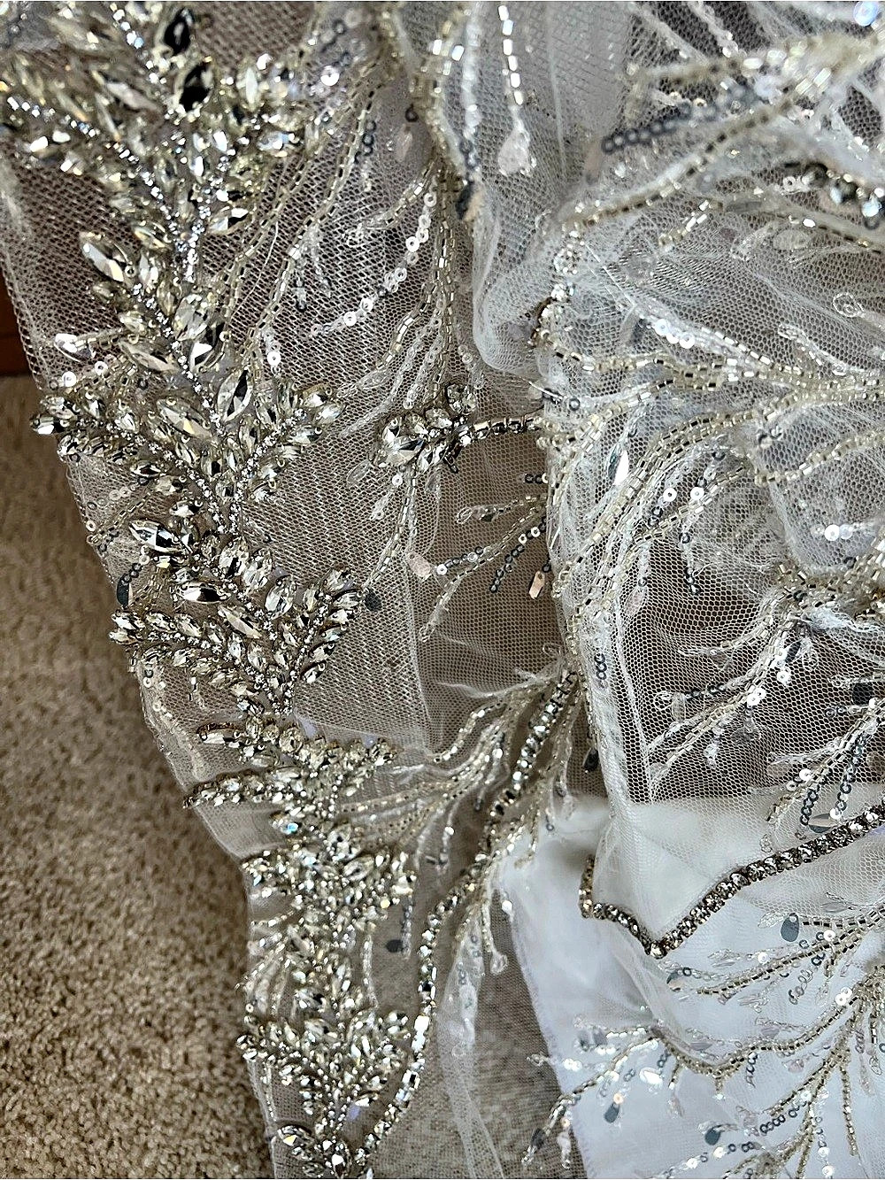 Vlora and Kaltrina Embellished wedding dress with heavy silver beading! - Picture 4 of 11